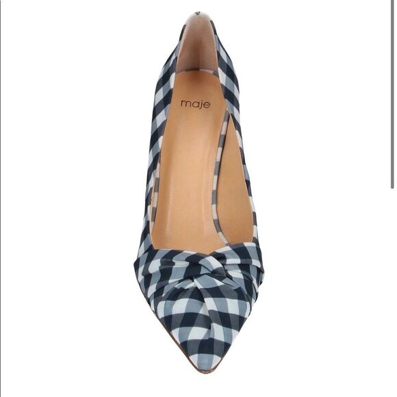 Maje Shoes - New Maje Women's Gingham Print shoe / heels Courts Sz 40 Blue/ White Size 9/10